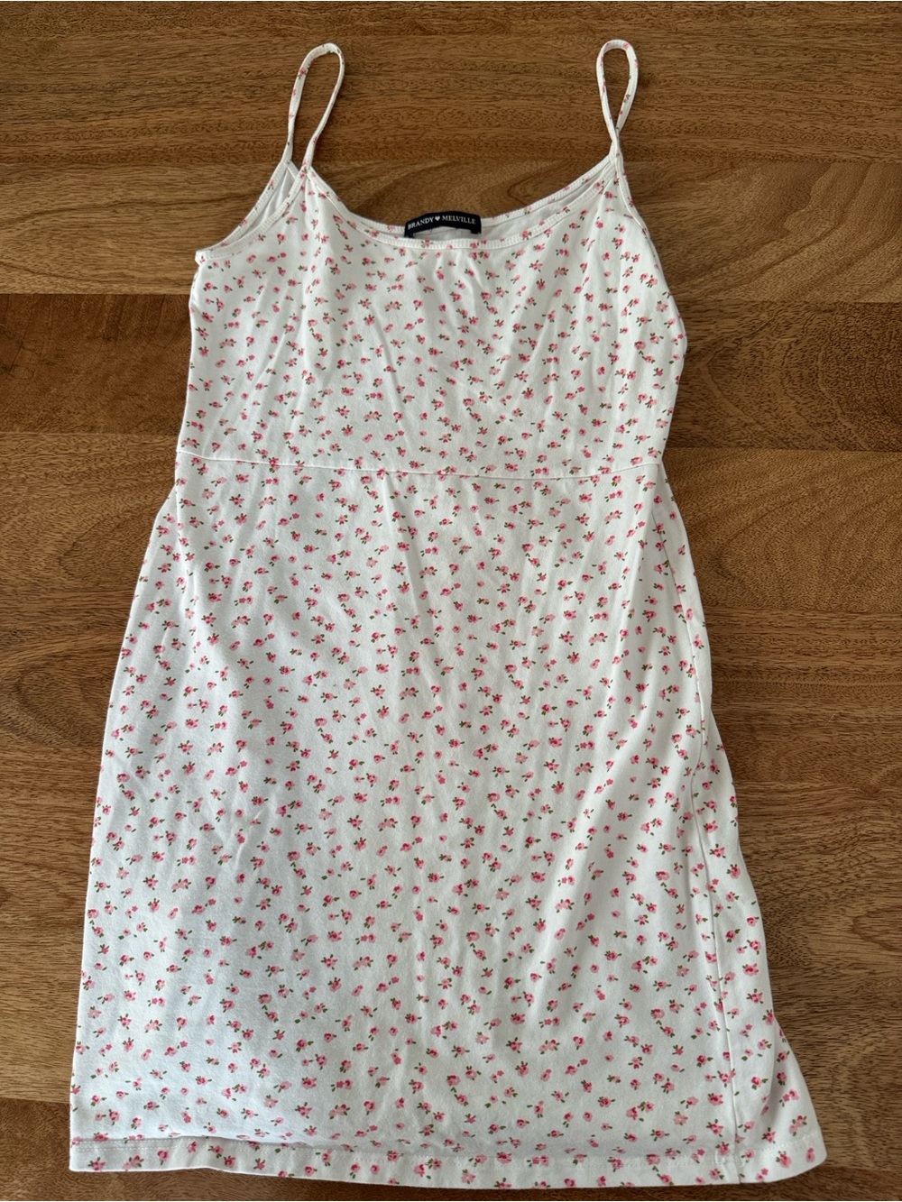 Brandy Melville White Mini Dress with Pink Floral Print